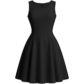 Nmoder Women's Sleeveless A-Line Fit and Flare Little Short Dress Summer Crewneck High Waist Mini Party Dresses