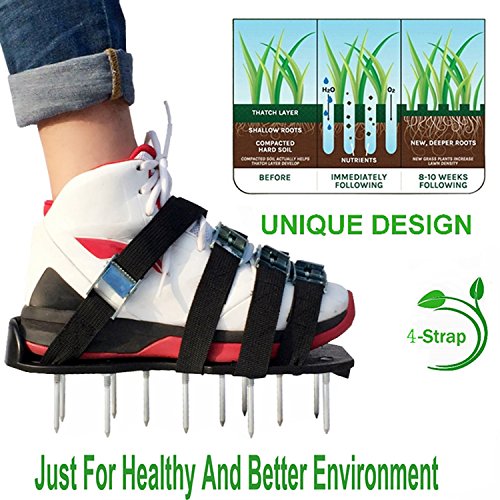 Luxxi Lawn Aerator Shoes w/Metal Buckles Spike Shoes with Straps - Heavy Duty Spiked Sandals for Aerating Your Lawn and Grass for Garden or Yard (With 4 Straps) - Thumbnail 6