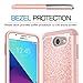 LeYi PC Silicone Glitter Case with Tempered Glass Screen Protector for Samsung J3 Prime/ J3 Emerge/Express Prime 2/ Amp Prime 2/ J3 Mission/ J3 Eclipse/ J3 Luna Pro/Sol 2/ J3 2017 TP Rose Gold