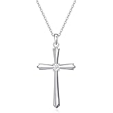 Rnivida 925 Sterling Silver Cross Necklace for Women - Simple Cz Cross Pendant Necklace for Everyday Jewelry