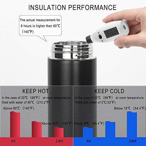 17oz Stainless Steel Vacuum Insulated Flask with Tea Leaf Strainer Filter Double Wall Coffee cup Travel Tumbler(Glossy Black) - Thumbnail 4
