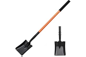 ABTOOL Square Shovel for Digging, Garden Shovel Trench Shovel with Metal Handle, 43.3 inches Spade Shovel Small Shovel for Digging Trenching Gardening Landscaping Farming Camping, Orange