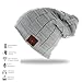 HONGYU 2017 Fashion Wireless Bluetooth Beanie Hat Headphone Headset Music Audio Cap for Women Men with Speaker & Mic Hands Free for Iphone Android Cell Phones Best Christmas Gifts - Light gray