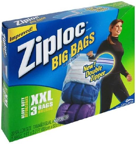 Ziploc Big Bag Holiday 20 Gal. Heavy Duty Clear Plastic 2ft. X 2.7ft.,Xx Large(set of four)