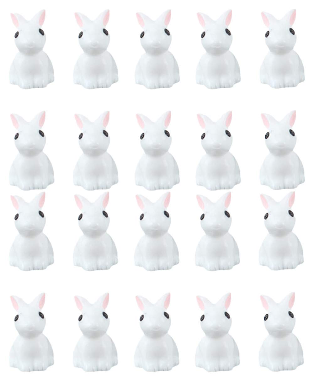 Zhiheng 20 Pack Rabbit Miniature Fairy Garden Accessories Bunny Resin Figurines for Easter Ornament Plant Pot Outdoor Home Decor