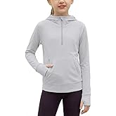 Yesfashion Kid Girls Lightweight Sun Protection Hoodie Shirt Half-Zip Active Athletic Top with Thumbholes 4–13Y