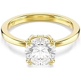 Swarovski Stilla Attract cocktail ring, Round cut, White, Gold-tone plated