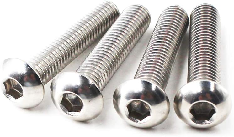 M2.5x16 Button Head Hex Socket Drive Screws 304 Stainless Steel Button Head Cap Screws (Pack of 100), Silver