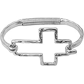 TACBSP Chunky Gold Cross Bracelet for Women Silver Large Big Cross Bangle Bracelet Handmade Cuff Bracelet Trendy Jewelry Gifts for Women