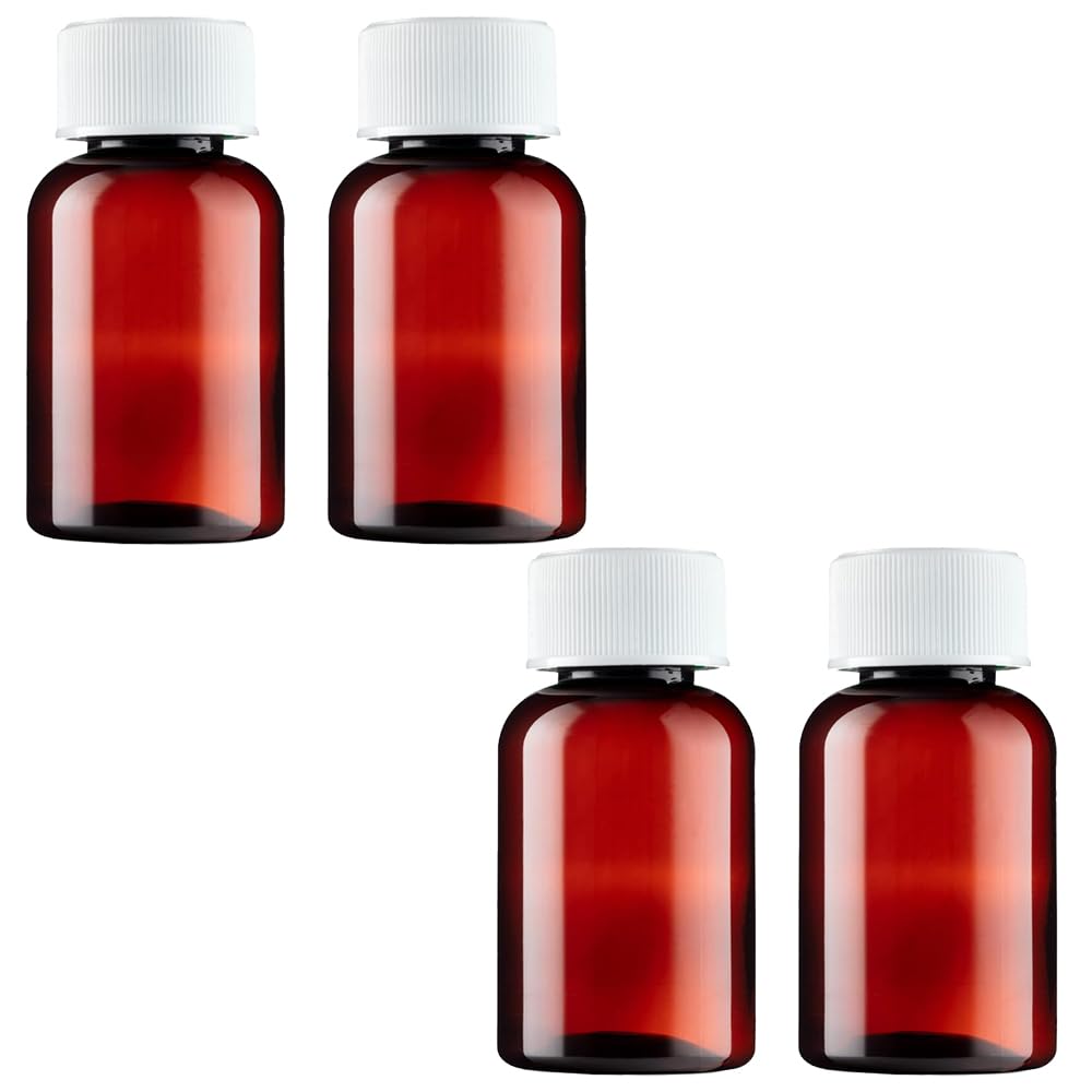 PMTFUMY 4-Pack 50ml Plastic Medicine Bottles - Small Empty Pill Bottles for Tablets & Medicine Storage