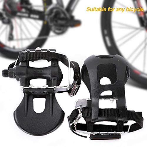 GEZICHTA 9/16 Inch Bicycle Pedals with Toe Clips and Straps, 1 Pair Bicycle Cycling MTB Mountain Bike Pedal Toe Cage Strap Belts, Quick Release (2Pcs)