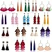 ONESING 18 Pairs Tassel Earrings for Women Fashion Bohemian Earrings Colorful Long Layered Thread Ball Dangly Earrings Tassel Hoop Fringe Tiered Drop Earrings Stud Earrings Set Jewelry Gift