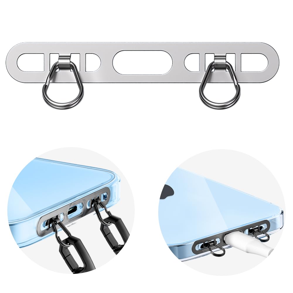 Photo 1 of Turkalla Phone Tether Tab with Two Hook, 0.4mm Ultra-thin Stainless Steel Cellphone Metal Patch,Universal Lanyard Tether Tab for Cell Phone