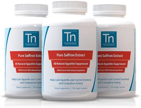 Trusted Nutrients Pure Saffron Extract. All Natural Appetite Suppressant. 9 Month Supply - 3x 180 Count (88.25 mg per Capsule)