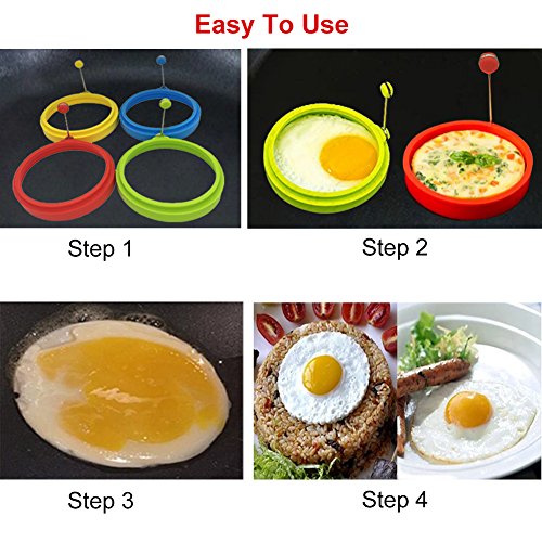 Silicone Egg Rings Round NUIBY Non Stick Fried Egg Mold Pancakes