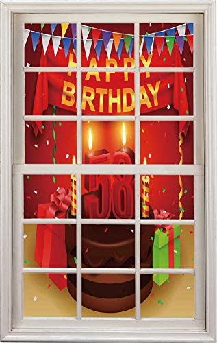 3D Window Decal Wall Sticker,Party Surprise Chocolate Cake F