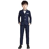 UNINUKOO Boy's Slim Fit Formal Suits 5 Piece Outfit for Ring Bearers Kids Dress Toddler Boy Tuxedo Homecoming Suits for Boys