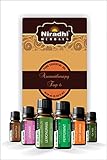 Aromatherapy Top 6 by Niradhi Herbals 6/15 ml (Large Size) - Lavender, Tea Tree, Eucalyptus, Lemongrass, Sweet Orange & Peppermint - Perfect Father's day Gift Set