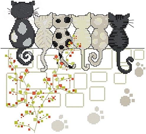 waiting cats Cross Stitch Kit, 14ct 139*127stitch,35.2cm*33cm in Size Cross Stitch Kits
