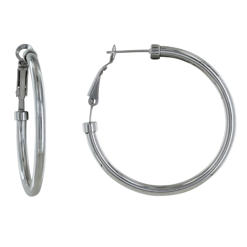 LES POULETTES BIJOUX - Steel Earrings Round Creoles 6cm