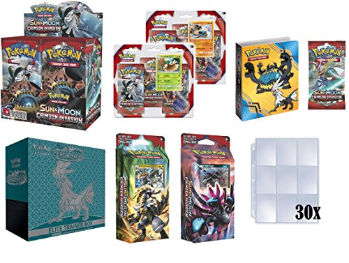 Pokemon TCG: Sun and Moon Crimson Invasion Ultimate Collectors Set Plus Bonus 30x9 Card Holder Pages (Booster Box, Elite Trainer, Both Theme Decks, Both 3 Pack Blisters, Mini Binder and Booster Pack)