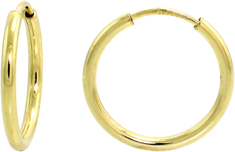 10k Gold Thin Hoop Earrings, 1/2 in. (12mm) diameter Jewelry