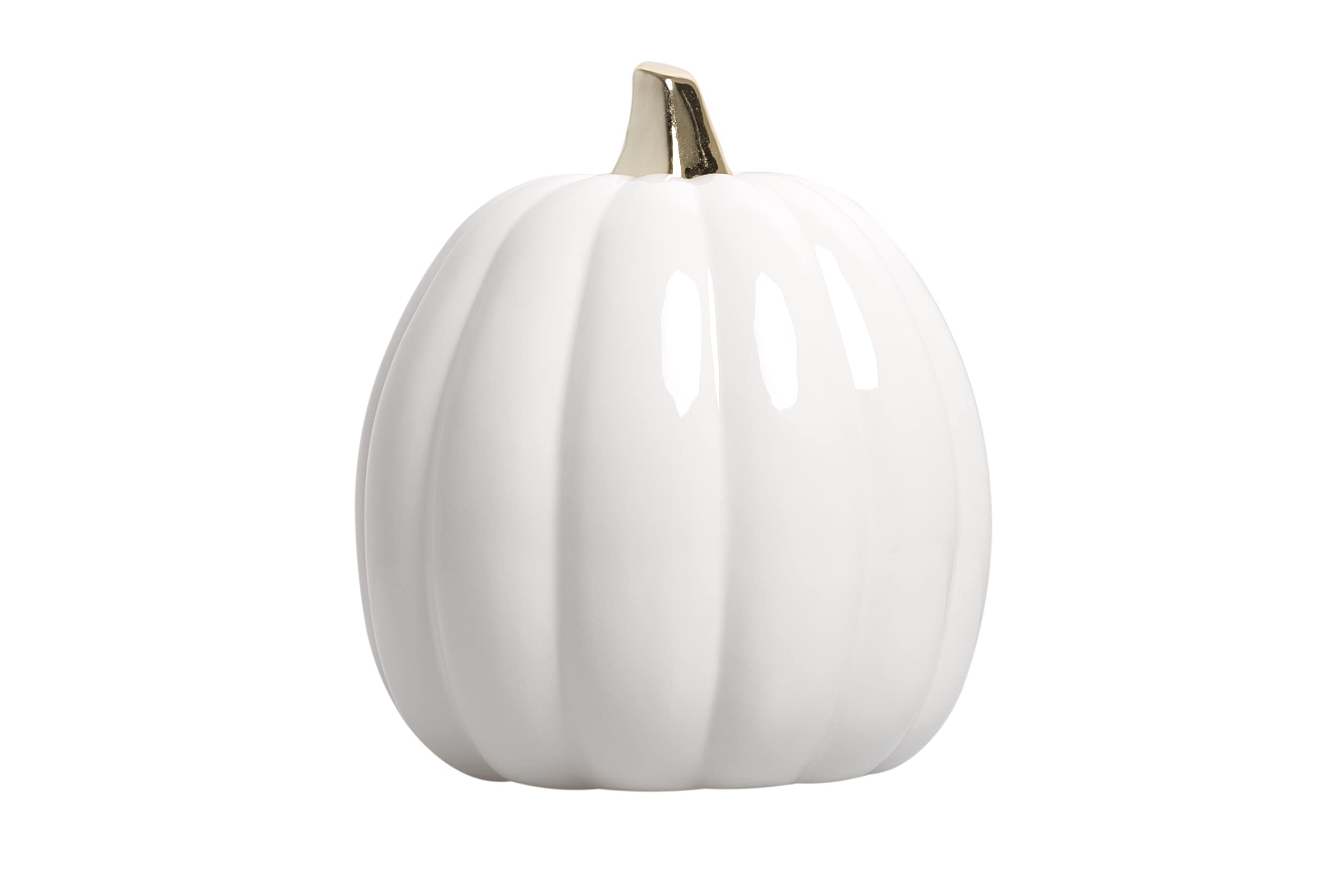 Pearhead White Ceramic Pumpkin, Home Fall Décor, Modern Holiday Home Decor, Trendy Halloween Decorations, White Small