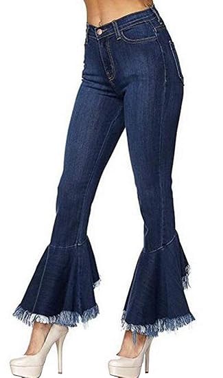 jeans with tassels at the bottom