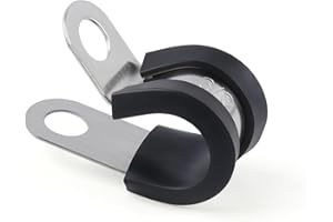 Flytuo 3/8 Inch Cable Clamp 20 Pack, 304 Stainless Steel Rubber Cushion Insulated Pipe Clamps, Metal Clamp, Cable Holder, Tub