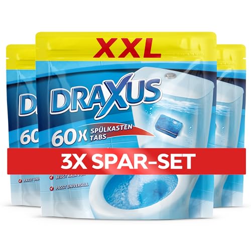 DRAXUS 60x Spülkasten Tabs I Wasserkastenwürfel für den Spülkasten im XXL Pack I Färbt das Wasser blau I Sorgt für extra Frische und hält die Toilette