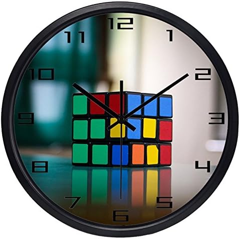 Brand Modern Fashion Design Rubik's Cube HD Picture Wall Clock(10inch,Black Frame)