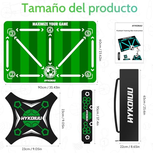 Football Training Mat with Videos for Ball Control and Dribbling | Non-Slip and Silent Children's Football Training Kit with Shooting Trainer and Carry Bag