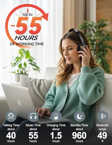 TECKNET Wireless Headset, Bluetooth Headset with AI Noise Cancelling Microphone, USB Dongle &Charging Dock Included,Headsets with Microphone Suitable for Phones/Computers/Trucker/Call Center