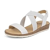 VJH confort Women's Flat Sandals Comfort Slip-on Elastic Ankle Strap Slingback Light Weight Casual Walking Sandals