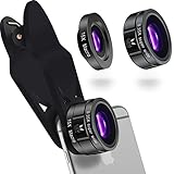 iPhone Lens Kit 0.35 x Super Wide Angle Lens, 15 x Macro Lens, Universal Clip, Premium Quality, 2 in 1 Professional HD Camera Lens for iPhone 7 Plus / 6 / 5 Samsung / Android and Most Smartphone