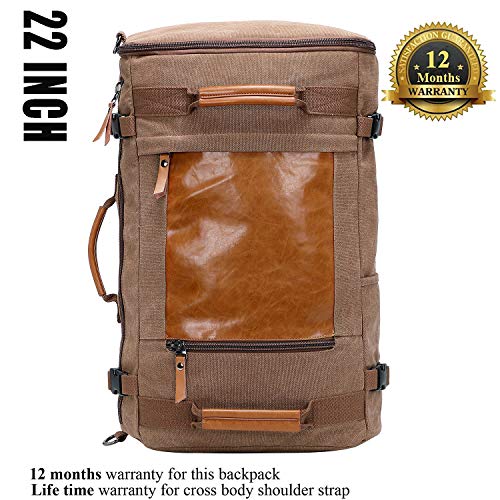 WITZMAN-Vintage-Rucksack-Canvas-Herren-Reiserucksack-Gross-Convertible-Reisetasche-Daypack-Wanderrucksack-2063-Braun