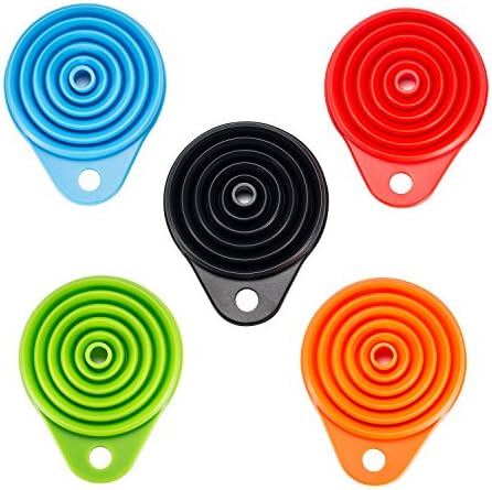 Ailiebhaus Collapsible Funnel Silicone 5pcs Foldable Funnel for Liquid Transfer Flexible Funnel Collapsible Set