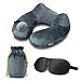 Soft Velvet Inflatable Travel Pillow with 3D Contoured Sleep Mask and Packsack, Neck Pillow for Airplanes by AIRCLE
