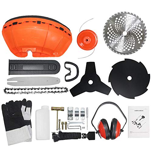 PROMOTOR 7 in 1 Multi Tool Grass Trimmer, 52CC 2 Strokes Gasoline Handheld Grass Shears Hedge Trimmer Attachment Edger Attachment Brush Cutter Blade