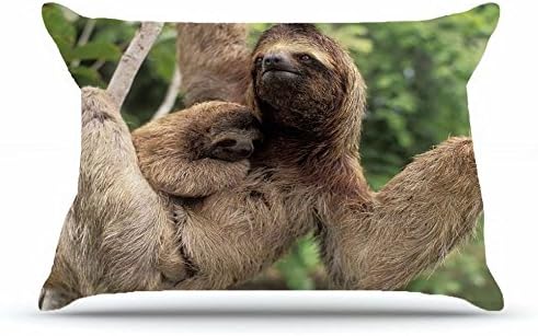 Jshcsj Queen Pillowcase Size 20 x 30 Inches Cotton Pillowcases Decorative Pillow Cover Case with Hidden Zipper Decor Cushion Covers - Nature National sloth costa rica national park baby animals Nature