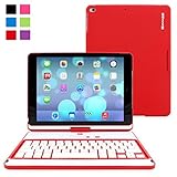 iPad Air 360° Rotatable Keyboard Case, Snugg - Ultra Slim Keyboard Cover Case with Bluetooth Connectivity & (Red) For Apple iPad Air