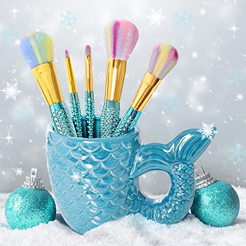 GirlZone: Fun Mermaid Makeup Brushes Kit Gift for Girls