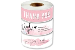 3 Rolls Thank You Sticker, 1 x 3 inch Thank You for Your Order Sticker, Thank You Small Business Lable, Pink Decorative Seali