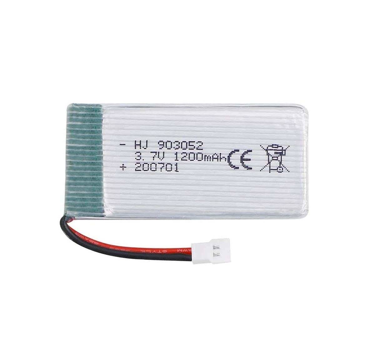 YUNIQUE GREEN-CLEAN-POWER - Rechargeable LiPo Battery 3.7V 1200mAh for Syma X5SC X5SW Drones | Steady Performance | Easy Installation | Dimensions: 54x29x9mm, Weight: 27.4 g | Silver
