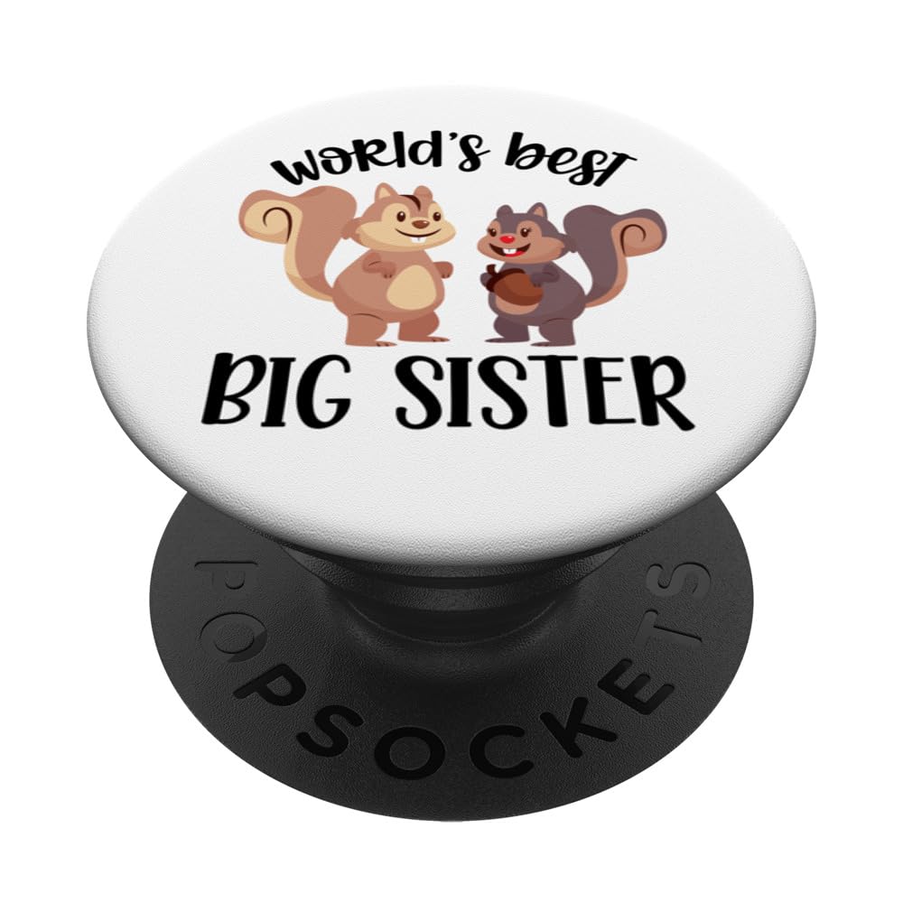 World's Best Big Sister Squirrel Girls Baby Announcement PopSockets Swappable PopGrip
