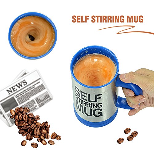 Self Stirring Mug Automatic Mixing Cup for Coffee, Tea, Beverage Beat Gift for Men and Women (Blue)