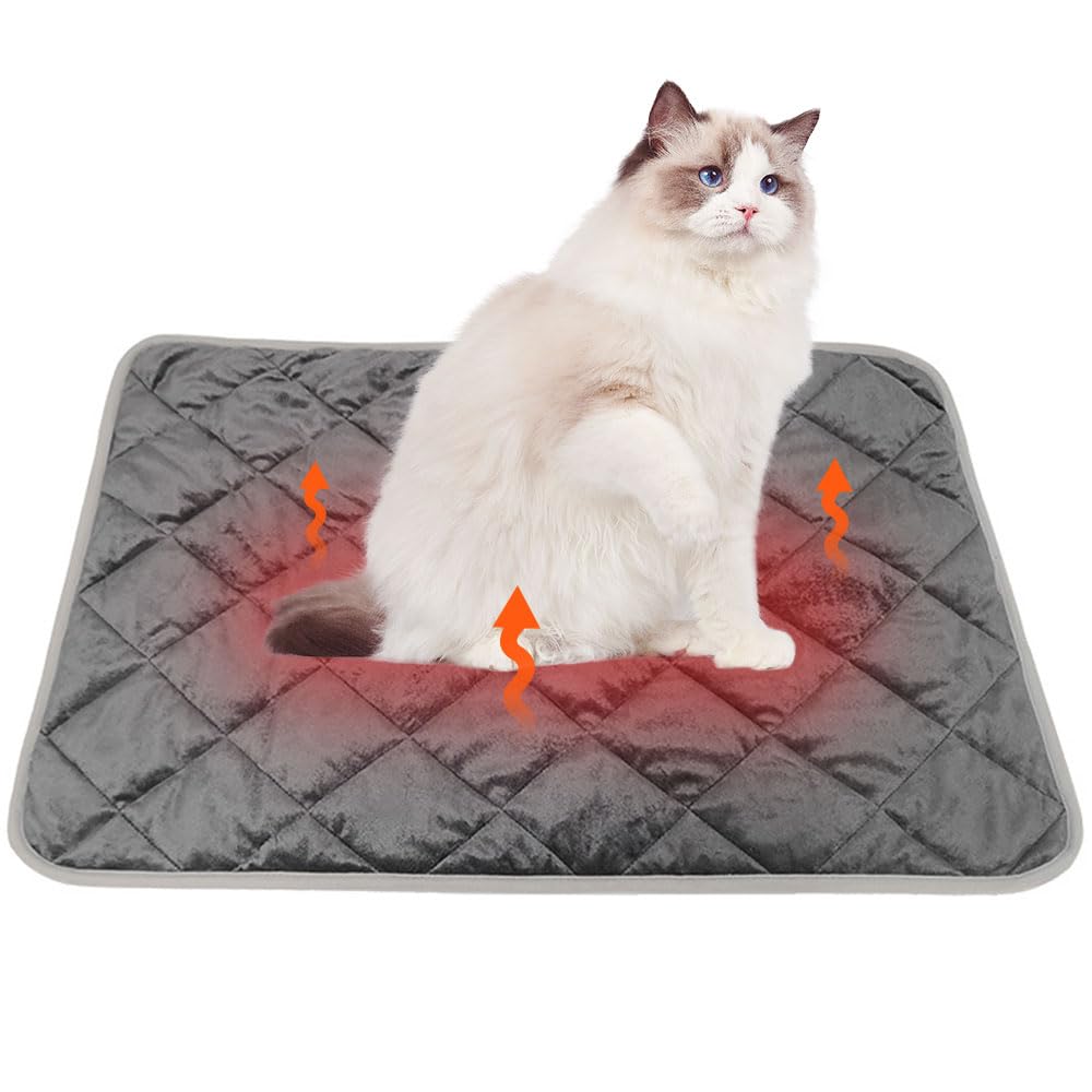 Voarge Self-Heating Cat Blankets, Blanket for Cats and Dogs, Thermal Blanket, Silent, Self-Warming Winter Warmth Dog Mat, Cats Non-Slip Heat Blanket (M)