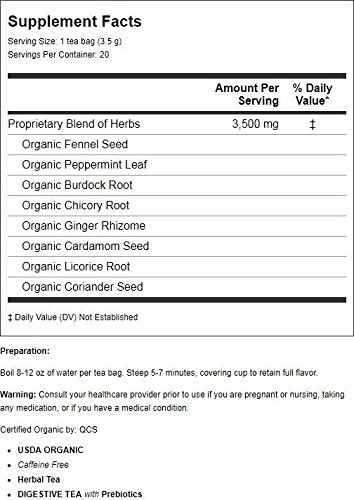 Mate Factor Functional Herbal Blends - Digestive Tea with Prebiotics 20 Bag(S)