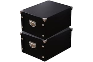 GUOZI Collapsible Storage Box, Decorative Memory Box with Lid & Metal Reinforced Corners, Cardboard File Bin with Handles, Organizer Gift Box for Keepsake Toy Photos Office Nursery Wardrobe Bookshelf
