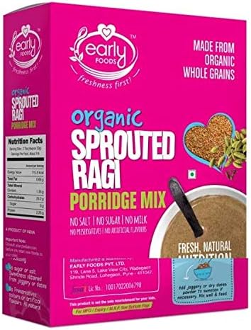 Early Foods Fresh Organic Sprouted Ragi Porridge Mix 200 g (7.05 OZ)
